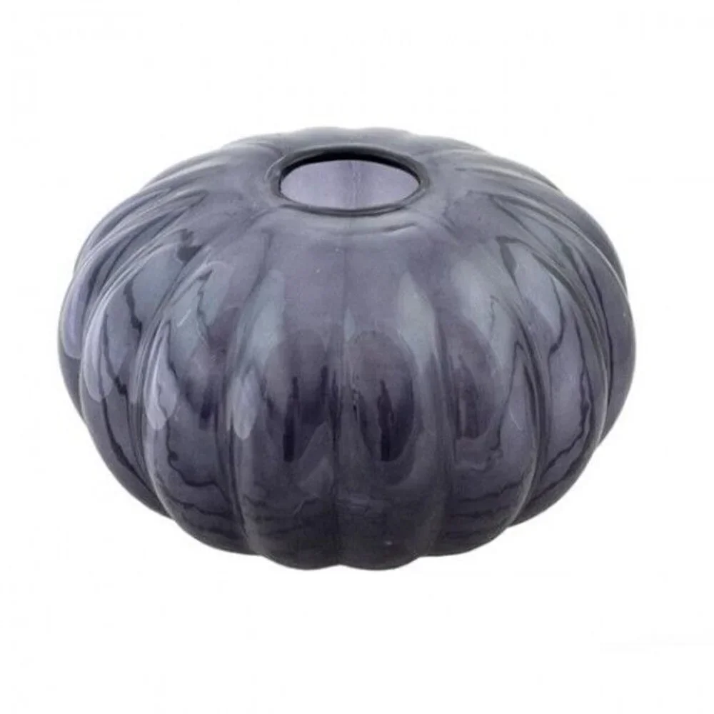 Gunnel Sahlin Vase Ikea Large glass Purple flash paint 1990s Pumpkin shaped 9.5
